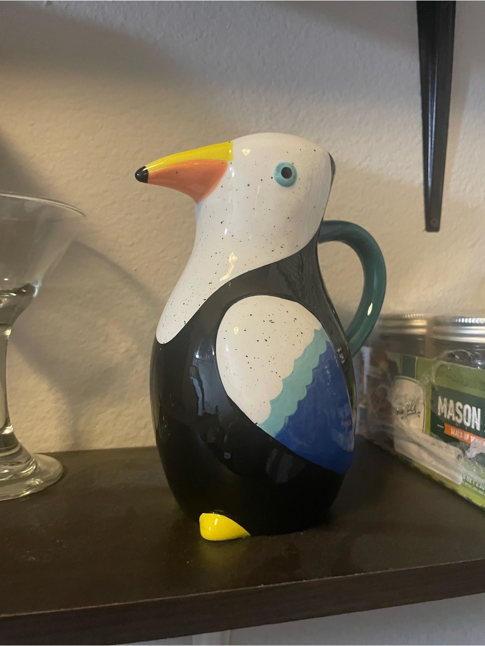 Ceramic Toucan Pitcher - Multicolor